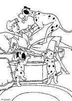 coloriage 101 dalmatiens jouent avec leur maitresse